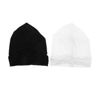 SOIMISS 2 Pezzi Berretto Hijab Islamico Elasticizzato in Poliestere Incrocio Frontale, Sottocasco Hijab da Donna Bianco e Nero, Fascia la Testa per Uso Quotidiano e Feste