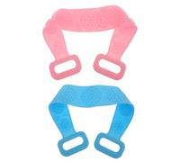 SOIMISS 2 pezzi Fasce Doccia in Silicone Esfolianti con Doppio Spazzola Massaggio Corpo Elastico per Pulizia Profonda e Rimozione Cellule Morte Blu e Rosa