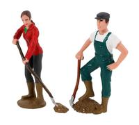 SOIMISS 2 Pezzi Figurine di Contadini in Miniatura, Modelli di Braccianti Agricoli Realistici per Decorazione di Paesaggi in Miniatura, Accessori per Scenografie di Fattoria e Ambienti