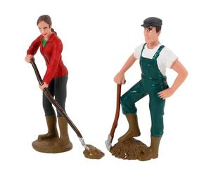 SOIMISS 2 Pezzi Figurine di Contadini in Miniatura, Modelli di Braccianti Agricoli Realistici per Decorazione di Paesaggi in Miniatura, Accessori per Scenografie di Fattoria e Ambienti