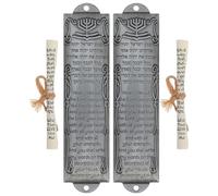 SOIMISS 2 Pezzi Mezuzah in Metallo con Benedizione Incisa Ornamento Sacro e Decorativo per Porta Ingresso Simboli Ebraici per Casa e Ambienti Religiosi Design Antico e Leggero Adatto