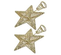 SOIMISS 2 Pezzi Star Treetop Decor in Glitter Five-pointed Hollow Metal Tree Topper With Spiral Base And Sparkly Ornament For Large Christmas Trees