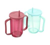 SOIMISS 2 Pezzi Tazze Sippy per Anziani con Cannuccia Bicchiere per Pazienti con Disfagia Coppa Adattiva per Alimentazione per Anziani e Disabili Facile Usare per Domiciliare