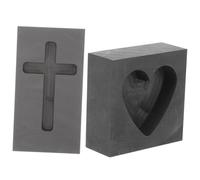 SOIMISS 2pezzi Stampo in per da Fondere Stampo Croce e Cuore Materiale Resistente Ad Temperatura per Argento Oro e Rame
