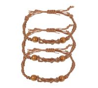 SOIMISS 3 Pezzi Bracciale in Maglia Intrecciata Bracciale in Corda Regolabile Portabracciale in Cristallo Portabracciale con Gabbia di Cristallo Braccialetto di Corda caffè Corda di Cera