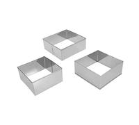 SOIMISS 3 pezzi Stampi Quadrati Acciaio Inossidabile Set da Tagliabiscotti Antiruggine per Biscotti Mousse Torte e Facilmente Sformabili e Facili da Pulire per Uso Domestico e