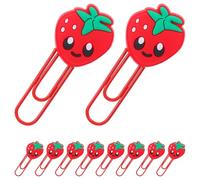 SOIMISS 30 Graffette Segnalibro a Forma di Fragola in Pvc Colorate, Clip Metalliche Creative Antiscivolo per Studenti, Set da 30 Pezzi per Ufficio e Scuola