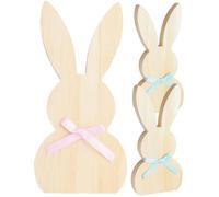 SOIMISS 3pezzi Decorazioni Pasquali in Legno Non Finite Ritagli di Coniglietti per Lavori Fai da Te Cartelli da Tavolo Forma di Coniglietto per Decorazione Tavolo Pasquale