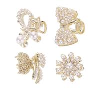 SOIMISS 4 pezzi Mini Fermagli Capelli con Perle e Strass Clip Artiglio Piccole in Lega Resistente Accessori Eleganti per Donna per Acconciature Quotidiane e Fissare la Frangia