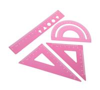 SOIMISS 4 pezzi Righelli Alluminio per Scuola Squadra Goniometro e Righello Dritto Strumenti Geometrici Precisi per Studenti e Ufficio Design Compatto e Resistente