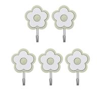 SOIMISS 5 Ganci Adesivi Decorativi a Forma di Fiore Verde, Mini Ganci da Parete Autoadesivi per Asciugamani, Chiavi e Cappotti, Facili da Installare e Rimovibili, per Cucina, Bagno