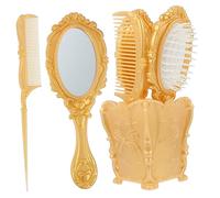 SOIMISS 5 Pezzi Set di specchietti pennellino makeup scrivania make up contenitori per cosmetici kit parrucchiera set parrucchiere setola pettine spazzola per plastica Golden