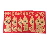 SOIMISS 6 Pezzi Buste Rosse Cinesi Anno del Drago Buste in Carta Rosso Fuoco con Dragone Cartoon Pacchetti Soldi Fortunati per Capodanno Lunare e Festa Stagionale