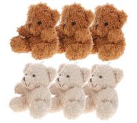 SOIMISS 6 pezzi Portachiavi Orsetto Peluche Fluffy Morbido Decorativo per Borsa Zaino Cellulare e Portafoglio Ciondolo Appendibile in Morbido Colori Misti Marrone