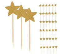 SOIMISS 70 pezzi Party Cupcake Toppers e Decorazioni Glitter Stelle Dorate per Torte e Dolci Compleanno e Festival Accessori Riutilizzabili per Feste