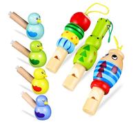 SOIMISS 7pezzi Fischietti in Legno Forma di Animali Giocattoli Musicali Educativi per Ragazzo Ragazza Cordino Lisci Sbavature per Migliorare la Discriminazione del Ritmo Sonoro