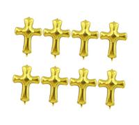 SOIMISS 8 Palloncini a Forma di Croce in Lamina di Alluminio Dorati per Decorazioni Battesimo Shower Compleanno, Centrotavola e Scenografia Fotografica per Feste