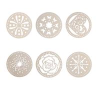 SOIMISS Base in Legno Rotonda per Cestini all’Uncinetto Vuota, Set da 6 Pezzi con Motivi Floreali Traforati, Accessorio per Creazione Borse Intrecciate Fai da Te, per Artigianato e