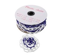 SOIMISS Catena Barriera Plastica 25 Metri Bianca e Blu 6mm, Catena di Sicurezza Resistente alle Intemperie per Controllo Traffico, Barricate per Eventi, Parcheggi e Cantieri, Maglie