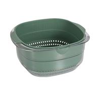 SOIMISS Cestino per Lavaggio Verdure in Plastica Verde Design a Doppio Strato, Resistente e Portatile per Cucina, per Frutta e Alimenti Riutilizzabile