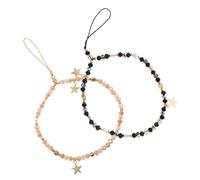 SOIMISS Cinturino da Polso per Telefono Cellulare Antiscivolo Ciondolo a Cinque Stelle e Perline Set da 2 Pezzi Cordino Elegante e Resistente per Donne e Ragazze per Sport Viaggi e