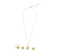 SOIMISS Collana Ciondolo Quattro Foglie Set Per Anello e Orecchini Occhio Acciaio Al Rame Adatta i