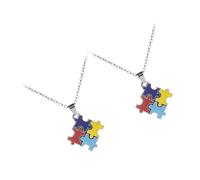 SOIMISS Collana Puzzle per la Consapevolezza dell'Autismo Set da 2 Pezzi Gioielli Leggeri e Decorativi Regalo Simbolico per Amici Facile da Mantenere e da Indossare Quotidianamente