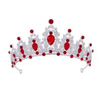 SOIMISS Cristallo Crown compleanno tiara regina strass decorazione Accessori Bride Headband diademi d'epoca diademi di cristallo Fasce per feste da principessa Lega di zinco rosso
