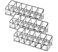 SOIMISS Espositore Salvaspazio Organizer Cosmetici 12 Scomparti Multi-grid da Tavolo 3pezzi in Plastico Design Semplice e Creativo per Rossetti per Camera da Letto