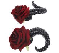 SOIMISS Fermagli per Chioma a Forma di Corna di Pecora Gotici in Stile Lolita Accessori Cosplay Corna da Diavolo e Fiori Clip Leggere per Donne per Halloween e Feste a Tema