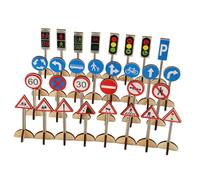 SOIMISS Gioco Segnali Stradali in Legno per Modelli Educativi di Segnaletica Stradale per Apprendimento Sicurezza e Cognizione Traffico Giocattoli Didattici per Ragazzi e Ragazze