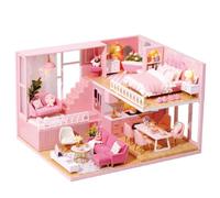 SOIMISS Kit Casa Miniatura in Legno da Assemblare Manualmente Riproduzione Cabinetta Creativa Te per Famiglie Gioco Educativo e Decorazione Accogliente