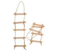 SOIMISS Mini Scala in Legno per Casa delle Bambole 2 Pezzi, Accessorio per Micro Paesaggio Corda di Canapa, Decorazione Realistica per Giardino delle Fate e Collezionisti di Scene