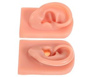 SOIMISS Modelli Orecchio in Silicone Per Piercing, Set Da 2 Orecchie Realistiche Color Pelle Scura, Pratica Didattica Per Foratura Orecchio Per Medici e Infermieri, Riutilizzabili e Morbidi Al Tatto