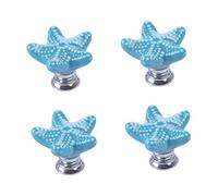 SOIMISS Pomelli per Mobili Maniglie per Armadio e Cassetti in Ceramica e Sostituzione Maniglie Vecchie Set di 4 a Forma di Stella Marina Blu in Lega di Zinco, per Decorazione Casa