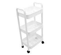 SOIMISS scaffale di stoccaggio mobile cubi carrelli della spesa contenitori con coperchi cassa scaffali mensola libreria portalibro porta carrello da bagno carrello portaoggetti pp bianca
