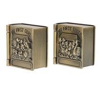 SOIMISS Scatola Porta Dentini in Metallo e Flanella Per Neonati, Contenitore Per Primi Denti e Lanugine, Motivo Animale e Custodia Sicura, Set Da 2 Pezzi Per Ricordi Bambini