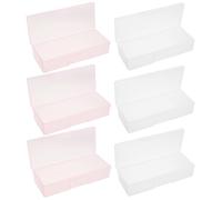 SOIMISS Scatola Portaoggetti per Nail Art in Plastica Trasparente 6 Pezzi 3 Rosa e 3 Trasparenti, Organizer per Strumenti Manicure Portatile e Sigillato, Contenitore per Pennelli