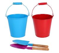 SOIMISS Secchielli da Spiaggia con Pala Ergonomica in Ferro Colorati per Bambini Set 4 Pezzi Giocattoli da Esterno per Sabbia e Giardino , Adatti per Asilo e Attività Colore Casuale