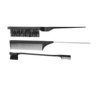 SOIMISS Set 3 Pezzi Pettine e Spazzola per Chioma in ABS Nero, Pennello per Tinta e Pettine a Coda per Applicazione Professionale in Salone e Casa