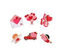 SOIMISS Set 6 Spille San in Lega a Forma di Cuore, Angelo Cupido e Lettere D'amore, Spilla Decorativa per Abbigliamento, Borse e Cappelli, Accessori Romantici per Festa e