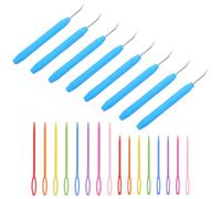 SOIMISS Set da 24 Uncinetti e Aghi da Cucito in Plastica e Metallo, Uncinetto Piegato per Filati con Grande Cruna, Kit Completo per Principianti e Artigiani, Strumenti Colore