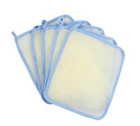 SOIMISS Set per Bagno e Pulizia della Pelle in Nylon Blu 5 Pezzi Asciugamani Esfolianti Doppio Strato Schiuma per Viso e Corpo