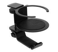 SOIMISS Supporto Cuffie Rotante con Porta Bicchiere da Scrivania Regolabile per Spessori Vari Clip Senza Foratura per Accessori Gaming e Ufficio Nero