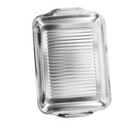 SOIMISS Teglia Rettangolare Inossidabile per Bbq Piastra da Arrostire Compatibile con Cucine Induzione Vassoio Shallow per e Frutti Design Compatto e Resistente