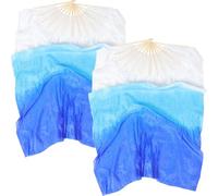 SOIMISS Ventaglio da Danza Sfumato 1,2 M Manico in Legno, Set 2 Pezzi Pieghevoli per Ballo del Ventre e Spettacoli di Gruppo, Accessorio Leggero e Decorativo per Pratica Mattutina