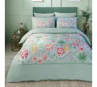 Soiree - Set copripiumino leopardato tropicale - 500 fili - letto super king size in verde