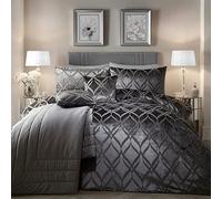 SOIRE'E Soiree Belfort - Set copripiumino in jacquard, per letto matrimoniale in ardesia