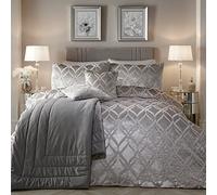 SOIRE'E Soiree Belfort - Set copripiumino in jacquard, per letto super king, colore: Argento