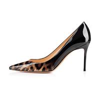 Soireelady Scarpe da Donna,Scarpe col Tacco Donna, Tacco a Spillo Scarpe Leopardo al Nero EU37